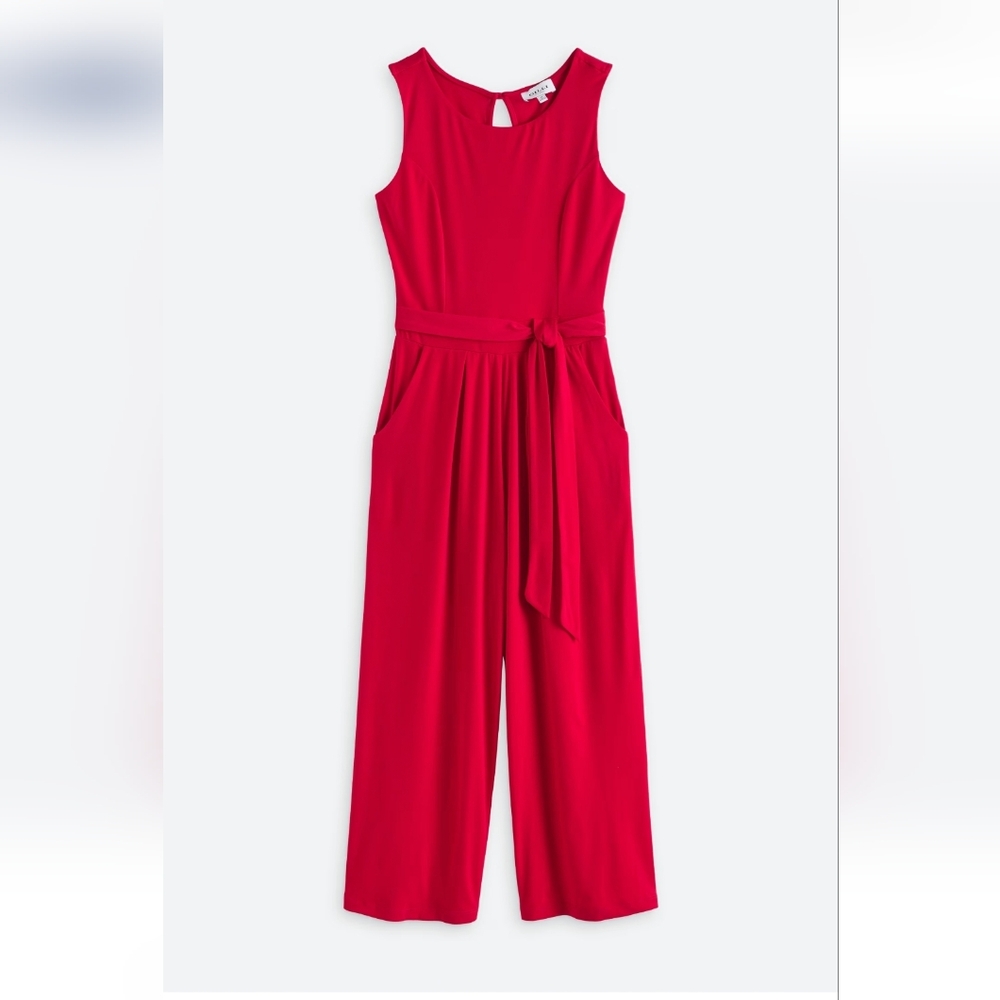 Gilli Vibrant Red Tie-Waist Jumpsuit